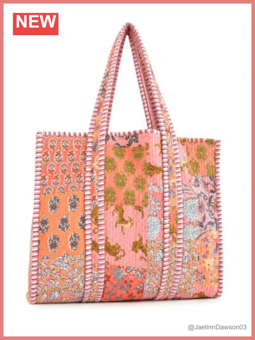 100% Cotton Lightweight Shoulder Tote Bag with Interior Pocket